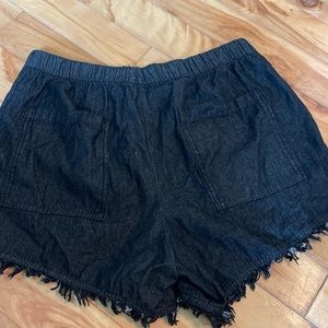 Faux denim jean shorts